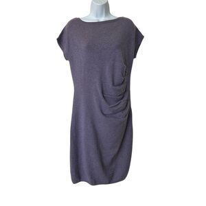 NWT Black goat Cashmere Dress Lilac Gathered Waist Knee Length Sweater Dress L